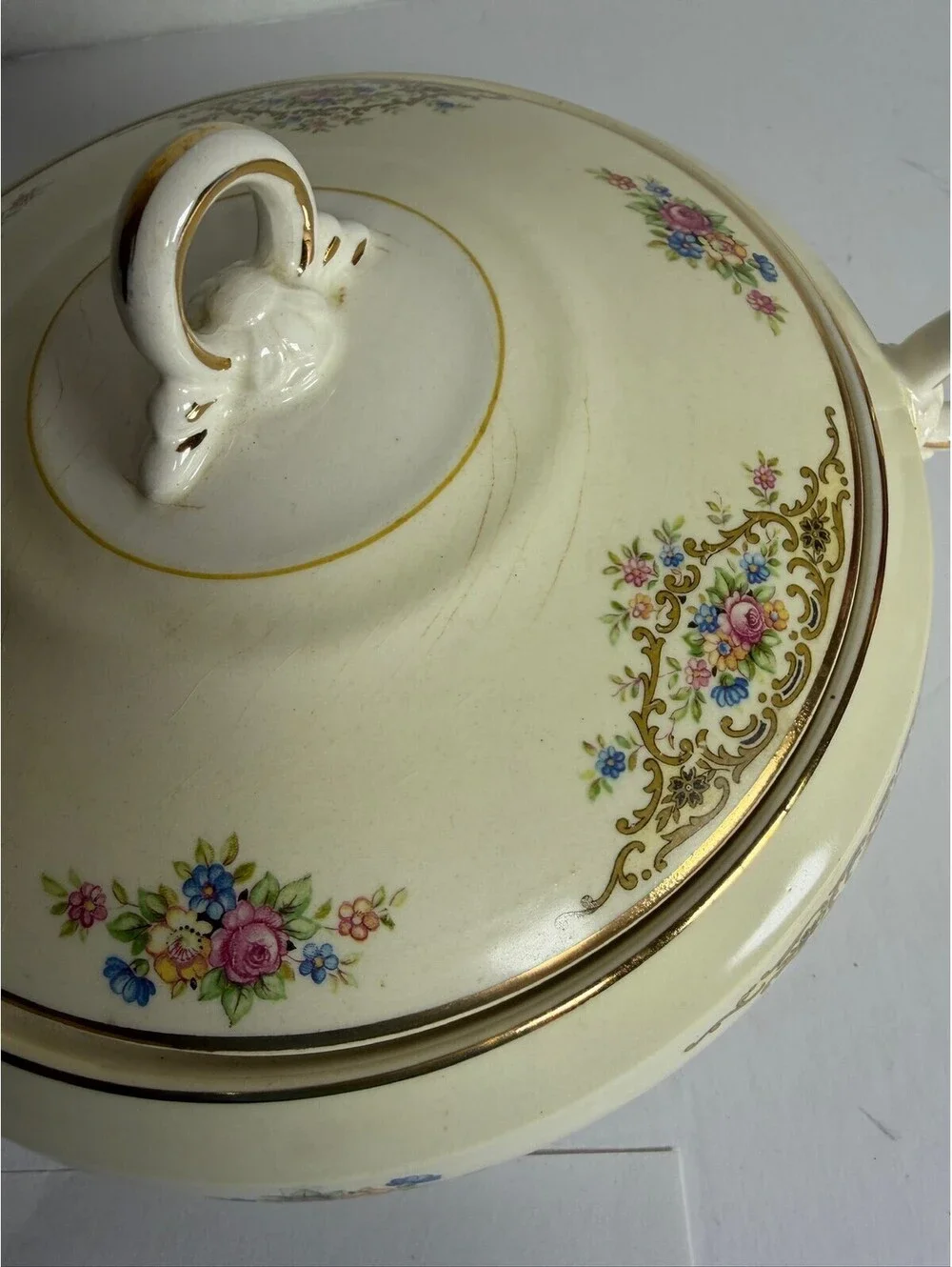 Vintage Crown Potteries Floral Tureen with Lid S-7